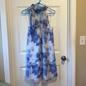 Blue purple floral chiffon mini dress halter 6